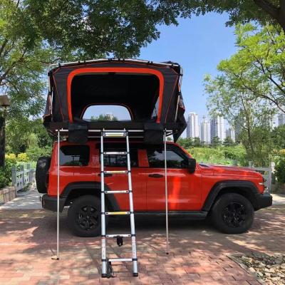 China High Quality Aluminum Family Camping Car Roof Top Tent Hard Shell 4 Person Straight Bracing Type With Roof Rack for sale