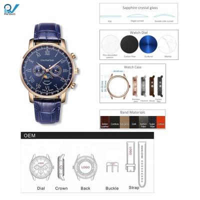 China High End Custom Alarm Watch Build Your Own Brand Customized OEM Wristwatches for sale