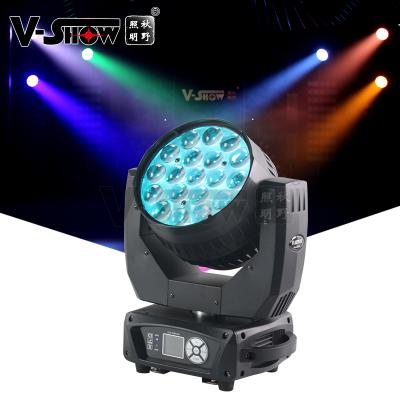 China Stage V-Show USA Warehouse Stage Lighting 1pc 19*15W RGBW 4in1 Beam Wash Zoom With Halo LED Moving Head Light For Stage DJ Disco for sale