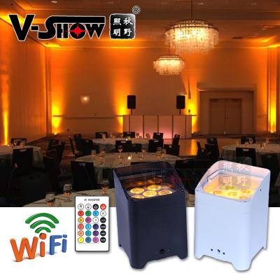 China Wedding V-Show Europe Warehouse 6pcs with Charger Case 6*18W RGBWA 6in1 DJ Lights Wireless UV Uplight Battery for sale