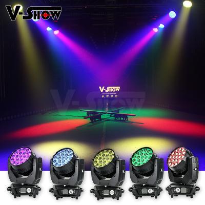 China Stage Show Russia Warehouse 19*15W RGBW 4in1 Beam Wash Zoom With Halo Mac Aura LED Light Stage Moving Head Lights for sale