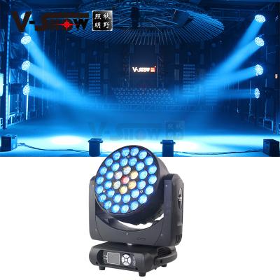 China V-Show 2pcs with Flightcase LED Stage Lights 37*15W RGBW 4in1 Beam Wash Zoom Fixture DJ Moving Head Light BWZ3704 for sale