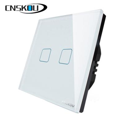 China Electric Touch Screen Light Wall Switch CNSKOU Height Performance 2 Band 1 Way 10A 220V Smart Touch Screen Switch EU for sale