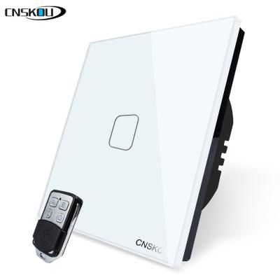 중국 2way Cnskou EU Standard Smart Remote Panel 433mhz 1Gang 2Way Touch Switch Glass Remote Switch 판매용