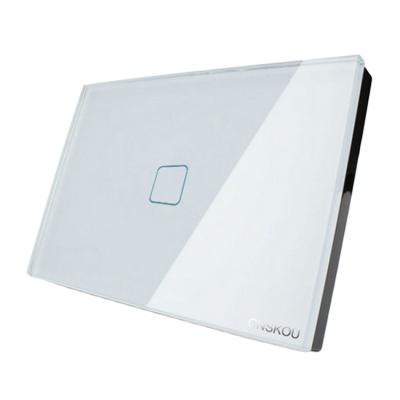 中国 Touch Lamp Switch AU/US Standard Luxury Glass Panel 1gang 2way Soft Led Touch Power Switch 販売のため