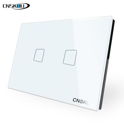 Cina New Design 2 US Strip 1 Touch Lamp Switch Standard Electric Home Path Wall Glass Lamp Switch in vendita