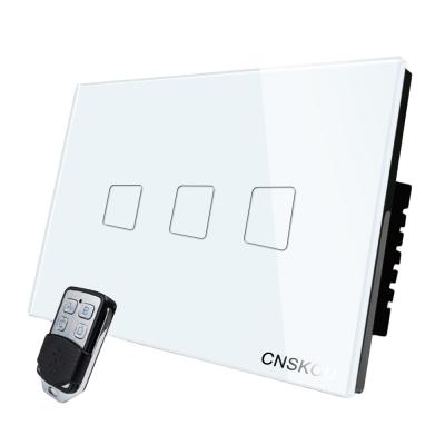 중국 US/AU Touch Switch Glass Band 3 Way 433mhz RF Remote Control Wireless Wall Light Switch for Home Led 판매용