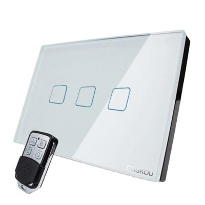 중국 Wall Glass Touch Screen Touch Panel Smart Remote Control And Touch US/AU Standard 3 Gang 1 Remote Control Lamp Switch. 판매용