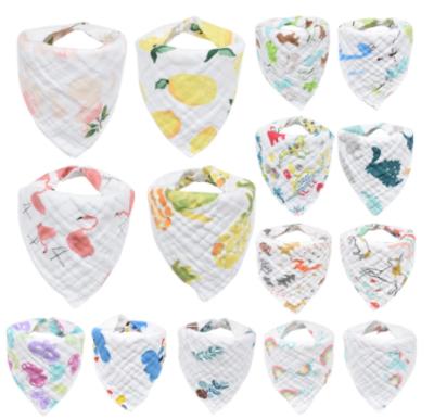 China infants & Custom Toddler Musiln Cotton 8layers Baby Bibs Baby Boys Girls Bandana Bibs Triangle Feeding Burp Cloth Collar Scarf for sale