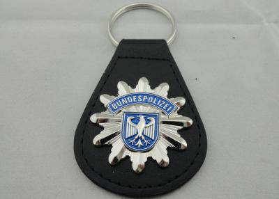 China 3D BUNDESPOLIZEI-Leer Keychain, Aangepaste Keychains met het Emailembleem van de Zinklegering Te koop