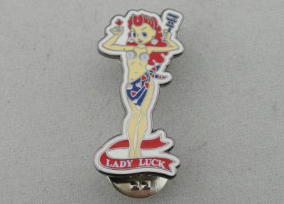 China Dame Luck Hard Enamel Pin, Zink-Legierungs-harter Email Pin mit schwarzer Vernickelung zu verkaufen