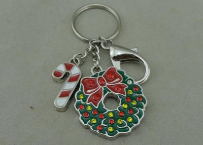 China Rhinestone Christmas Promotional Key Ring Soft Enamel Zinc Alloy Silver for sale