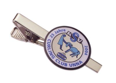 China Stainless Steel Silk Screen Printing Curling Club Unna Tie Bar, Personalized Tie Bar With Nickel Plating for sale