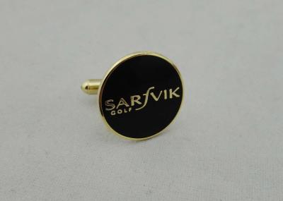 China Black Sarfvik Golf Deluxe Stamped Cufflinks With 3d Photo Synthetic Enamel for sale