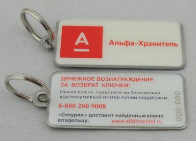 China Double Side Offset Printing Promotional Keychain , Stainless Steel Square Keychain for sale