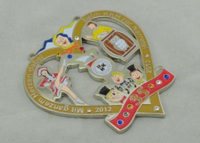 China medalha do carnaval dos desenhos animados da pedra de 3.5mm Swaroviski/medalha liga de zinco feita sob encomenda à venda