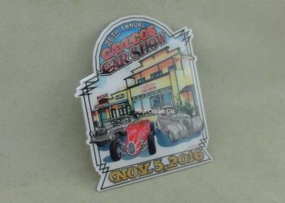 China Brass Stamped Soft Magnet Fridge Souvenir Badge , Customized Metal Car Emblem for sale