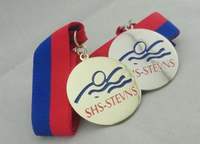 China Nickel Plated Ribbon Medals Square With Offset Printing Sticker for sale