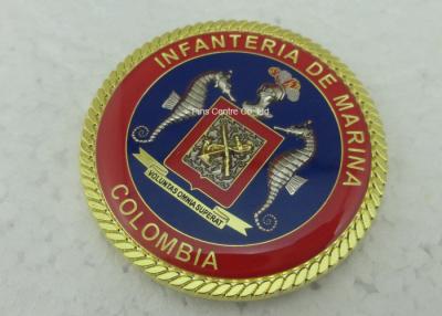 China monedas personalizadas puerto deportivo modificadas para requisitos particulares 3D, monedas de Colombia del desafío con la aleación del cinc en venta