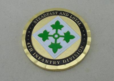 China 4Th Infantry Division Custom Made Coins Brass Army Coin 2.0 Inch With Gold for sale