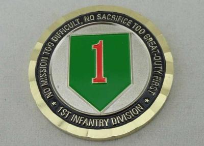 China Soft Enamel Brass Personalized Coins , Two Tones Metal Colors US Army Division Coin for sale