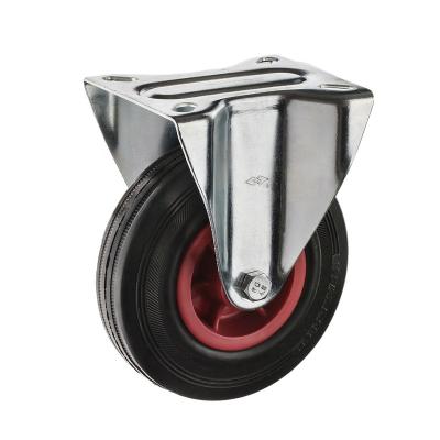 China 4inch Rigid Rigid Type Industrial Caster With Rubber Wheel Roller Bearing Caster For Industry Equipment for sale