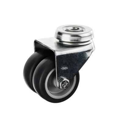 China 10.1mm Swivel Bolt Hole Traditional Smooth Design 50mm TPR Furniture Caster Wheel 2inch Twin Wheel Quiet Wheel Furniture Caster for sale