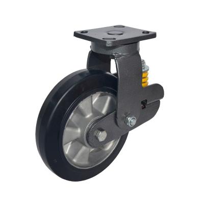 China Heavy Duty Shock Absorbing Spring Load Caster Wheel 200mm Shock Absorbing Rubber Caster for sale