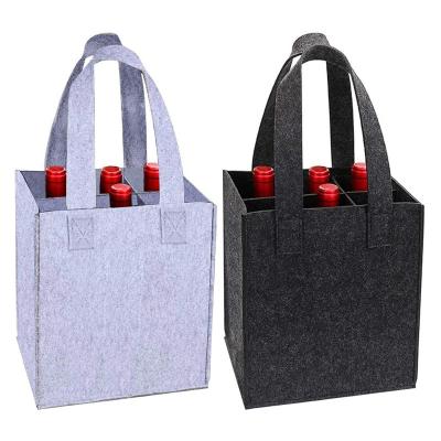 China Wholesale Waterproof Wine Bottle Felt Bag Divided Wine Tote Bag High Quality Hanging Felt Tote Bag for sale