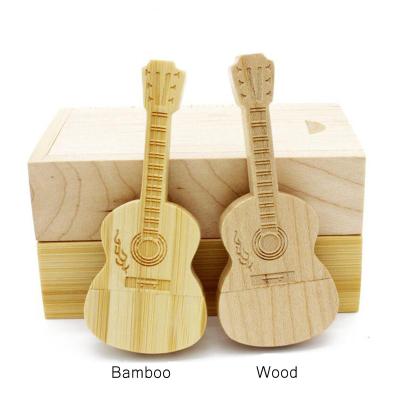 China New Product USB Flash Memory Stick Wooden Guitar Shape Portable Wooden Music U Disk for sale