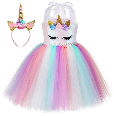 China Breathable Unicorn Tutu Dress Princess Girls birthday party dresses birthday gift for sale