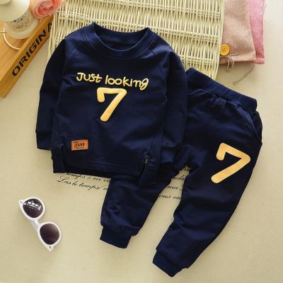 China Spring Autumn Letter Print Long Sleeve Casual Kids Sweatsuits Boy Toddler 2 Piece Clothing Set for sale