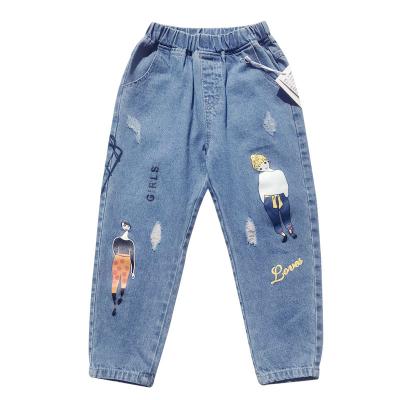 China Color Fade Proof Stylish High Waist Brand Ready To Ship Little Girl Children Kids Baby Jeans Pants for sale