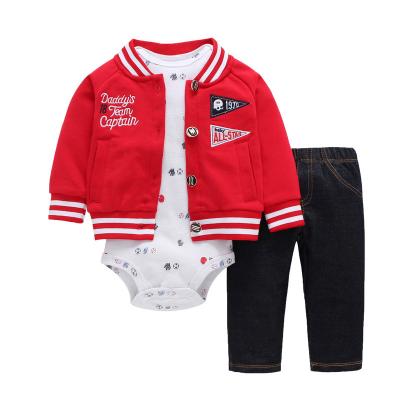 China Newborn baby clothes romper +pants +coat 3pcs infants clothing sets high quality wholesale baby raincoats for sale