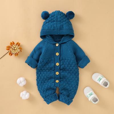 China Lovely Cartoon Pattern Long Sleeve Onesie Sweater Baby Romper Knit Overalls Solid Color Romper Baby Clothes Outwear Winter for sale