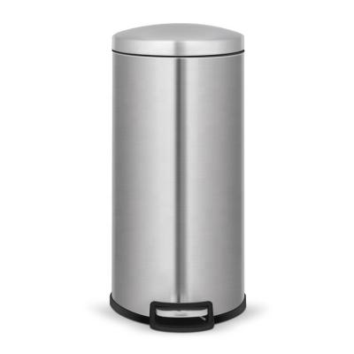 China Sustainable 30 Liter Home Fashion Kitchen Stainless Steel Metal Pedal Waste Bins Waste Bin for sale