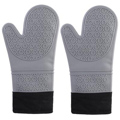 China Custom Dotted Silicone Oven Mit Hand Protect Long Oven Gloves Heat Resistant OEM Shape Food Grade Silicone Oven Mitts for sale