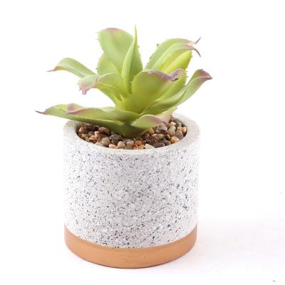 China Eco - Friendly Wholesale Plastic Plants In Cement Pots Green Artificial Succulent For Home Office Decoration for sale