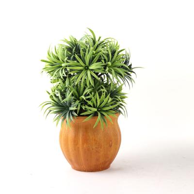 China New Design Natural Plants Small House Touch Artificial Plants Mini Green Faux Potted Bonsai Plants With Plastic Grass For Home Indoor for sale