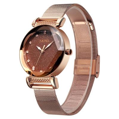 China Japan movt luxury quartz watch news flower day/date SKMEI shape popular ladies wristwatches for women for sale