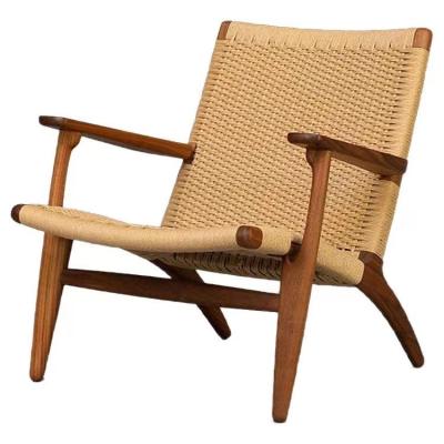 China Hans Wegner CH25 Tufted Danish Ash Design Rattan Leisure Chair Solid Wood Natural Rope Lounge Chairs for sale