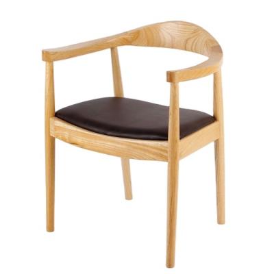 China Runxi Retro Style President Dining Chair Leather Cushion Cooling Kennedy Armrest Solid Wood Chair Elbow for sale