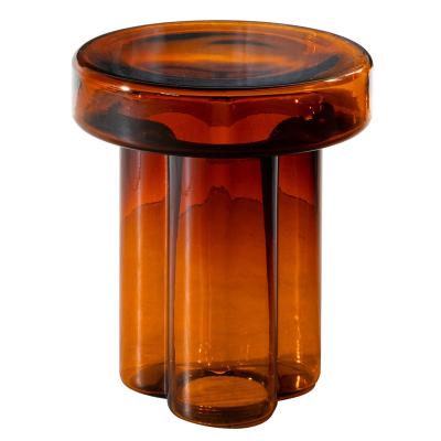 China Runxi modern design extendable round blown glass coffee table living room side table for sale