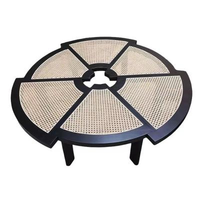 China Nordic contemporary extendable cane table round simple solid wood rattan coffee table for sale