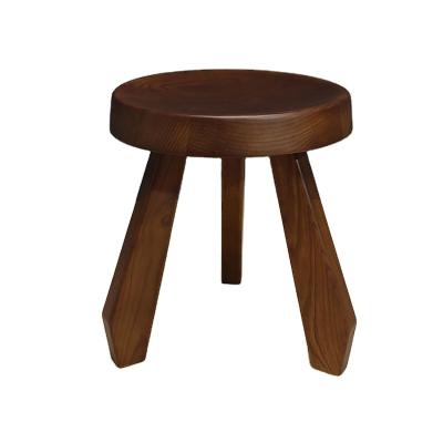 China Modern Round Wood Stool Black Meribel Walnut Stool Charlotte Perriand Stool High Quality Chair Tufted Stool for sale