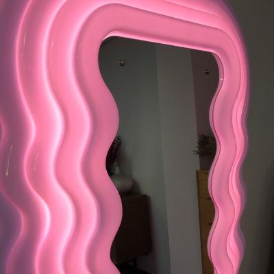 China Minimalist Runxi fashion style LED lamp floor light mirrors wave full mirror mobile app remote control ultrafragola for sale