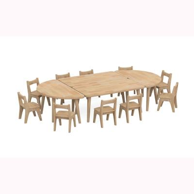 China Solid rubber wood material day care table and chair set for children child care center for sale