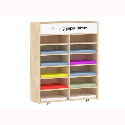 China Rubber wood kindergarten furniture children's art paper tube cabinet wooden furniture zu verkaufen