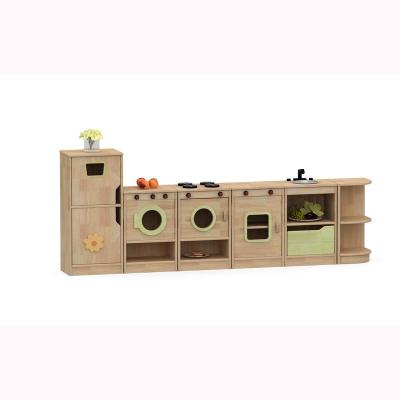 China Kindergarten solid wood furniture water-based paint role-playing children's combination cabinet zu verkaufen