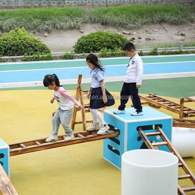 China Preschool and Kindergarten Outdoor Playground Wood Material Kids Anji Play Playground Equipment for Sale for sale